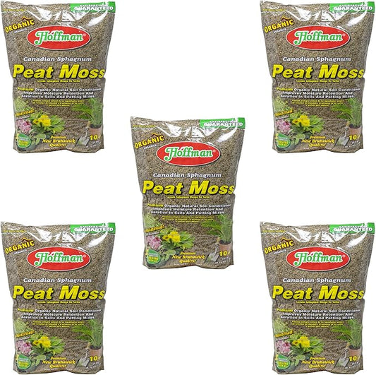 Hoffman 15503 Canadian Sphagnum Peat Moss, 10 Quarts (5-Pack)