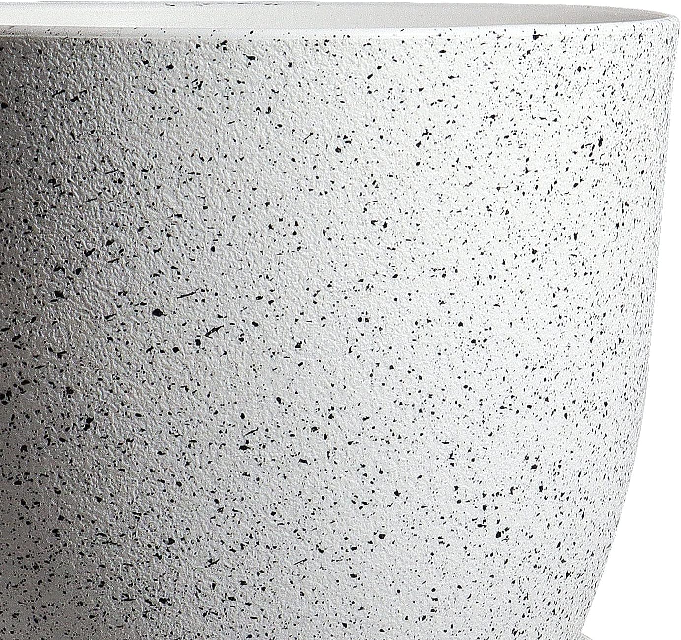 Modern Plant Pots Set, 9/8/7.5 inch Plastic Planters for Indoor Plants, Stylish Flower Pots with Drainage Holes and Saucers for House Plants and Flowers, White Speckles