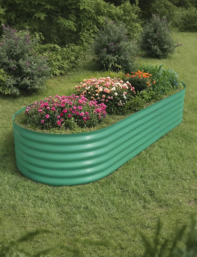 10x4x1.5ft Raised Garden Bed,Galvanized Raised Planter Boxes Outdoor with Easy Assembly, Large Garden Bed for Vegetables, Fruits, Flower,Raised Garden Bed,Green