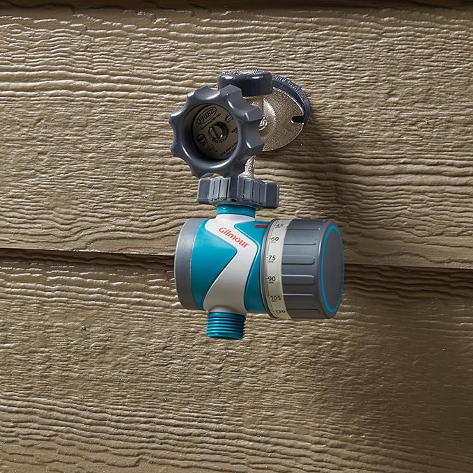 Gilmour Single Outlet Mechanical Water Timer for Garden Hose, Irrigation Timer for Sprinklers and Drip Lines, Blue