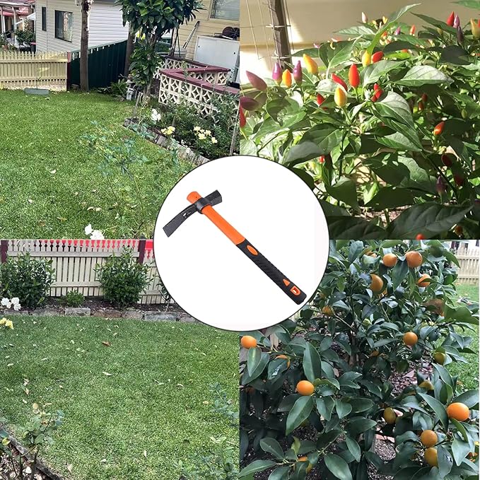 LUBAN Dual Head Hammer Hoe with Heavy Duty Forged Adze and Ergonomic Non-Slip Handle for Gardening, Hunting, Landscaping Outdoor 39mm/15-Inch