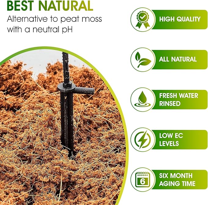 Premium Coco Coir Bricks, 4 Pcs, 100% Organic Compressed Coconut Coir Starting Mix with Low EC & pH Balance for Gardening, Potting Soil, Herbs, Flowers, and House Plants