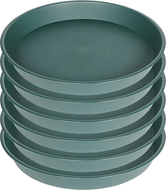 6 Pack of 12 inch Plant Saucer Bird Bath Bowl, Heavy Duty Plastic Plant Saucer 12 inch Round, Durable Plant Tray for Pots, Plant Saucers for Indoors, Plant Trays for Planter (12", Green)