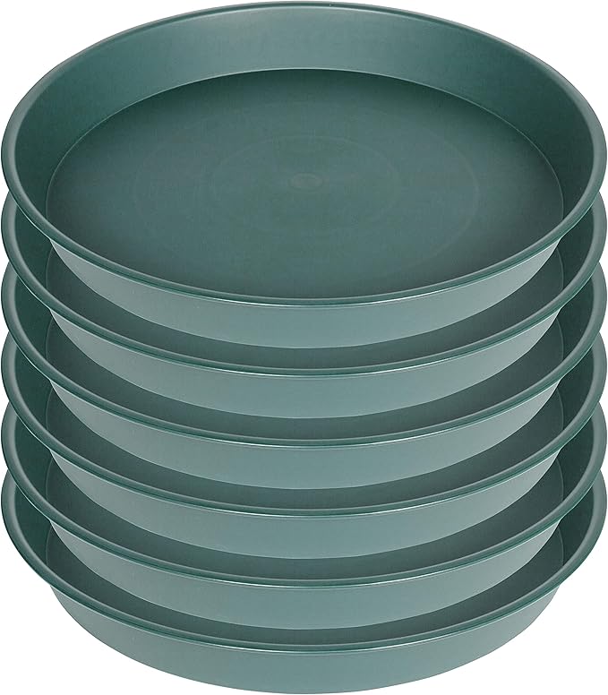 6 Pack of Bird Bath Bowl 8 inch, 8 10 12 14 16 18 20 inch Heavy Duty BirdBath Bowls only, Durable Plastic Round Large Plant Saucer Dish for Garden (8", Green)