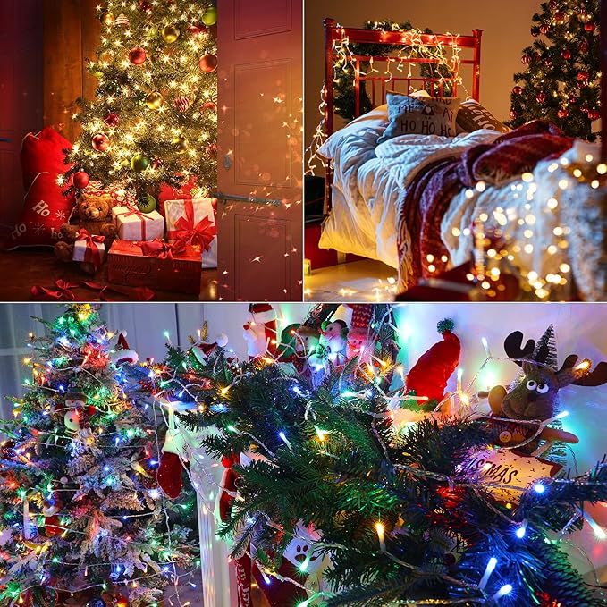 Color Changing Christmas Lights, 338ft 1000 LED Warm White & Multicolor Christmas String Lights with Remote, 11 Modes Christmas Twinkle Lights Waterproof for Christmas Party, Garden, Xmas Tree Decor