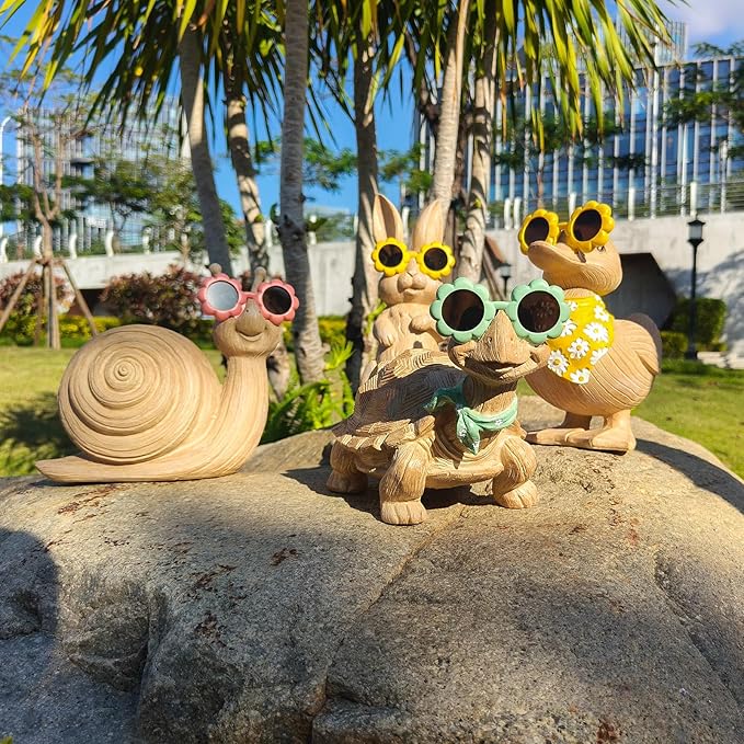 Garden Statue Rabbit Resin Rabbit with Glasses Outdoor Decor for Patio Garden Lawn Ornaments Yard Decorations Outdoor Clearance House Decorations for Home Housewarming Garden Gift for Women