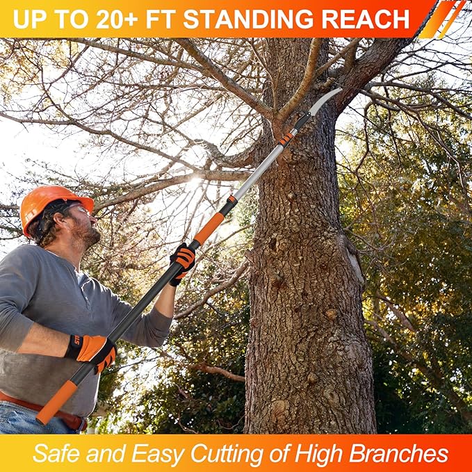 26FT Pole Saw, Telescoping Pole Saws for Tree Trimming, Extendable Tree Pruner for Backyard and Garden, Manual Pole Saw Tree Trimmer with 5-20FT Extension Pole