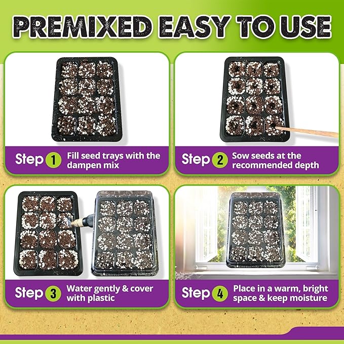 DUSPRO Recycle 4 QRT Seed Starter Soil Pre-Mixed 4in1 Seed Starting Mix for Young Plant Seeds, Soilless Formula Moisture Retention, Aeration & Nutrient Seed Starting Soil