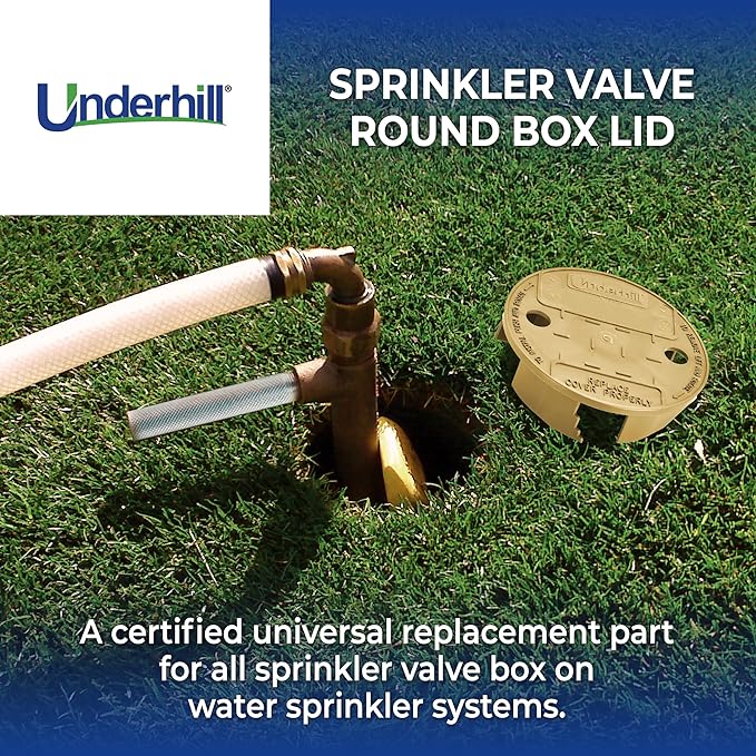 Underhill Sprinkler Valve Round Box Lid, VersaLid 6 Inch to 7 Inch Universal Cover for Automatic Irrigation System, Tan, VL-6T-24, 24 Pack