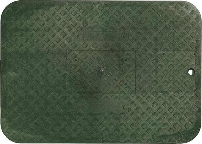 Rain Bird CPVBJMB Professional Series 12" Jumbo Rectangular Sprinkler Valve Box, Black with Green Lid, 12" High