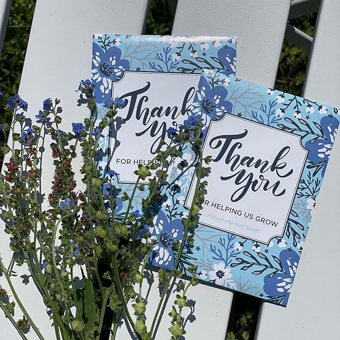 Bentley Seed Co. Thank You Packet - Help Us Grow Forget Me Not - 25 Seed Packets - Perfect Eco-Friendly Thank You Gift - Non GMO Seeds, Blue