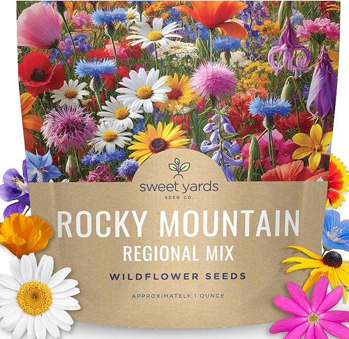 Rocky Mountain Regional Mix - Large 1 Ounce Packet - 25,000 Flower Seeds for Planting - Wildflower Mix