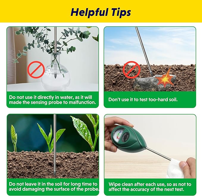 iPower Soil Moisture Meter, Plant Water Monitor Hygrometer Sensor for Garden, Lawn, Farm Indoor & Outdoor Care
