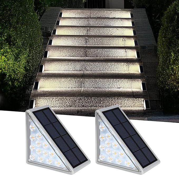 LED Solar Step Lights, Outdoor Solar Decor IP67 for Yard, Patio, Garden, Walkways, Driveway, Porch 2PK