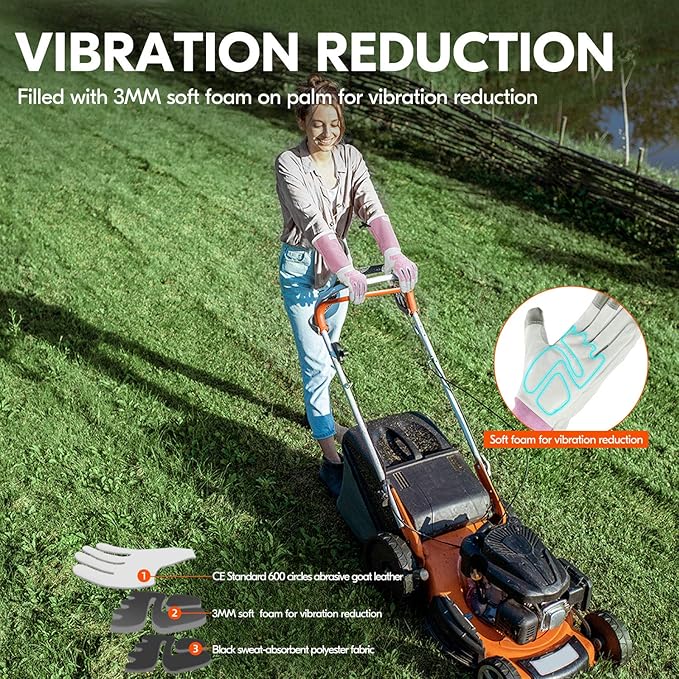 Vgo... 1-Pair Premium Geniune Goat Leather Extra-long Cuff Thornproof, Anti-abrasion, Anti-Impact Gardening Gloves (Size M, White, GA9659)