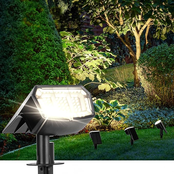 Solar Spot Lights Outdoor 63 LED 3 Lighting,Waterproof IP65 Modes Spotlights for Outside House Yard Garden Landscape Lights 1 Pack (Natural Lihgt)