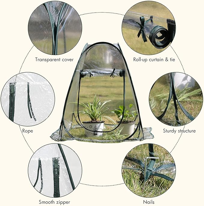 Gardzen 27"x27"x31" Pop up Grow Greenhouse Small Greenhouse, Portable Plant Flowers Mini Green House Cover for Outdoor & Indoor Use