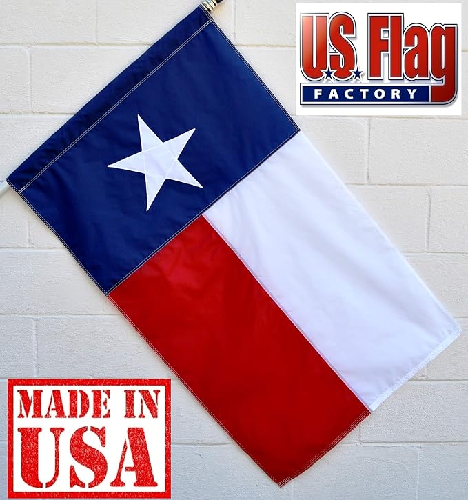 US Flag Factory 3x5 FT Texas State Flag (Sewn Star, Sewn Stripes) (Pole Sleeve) Outdoor SolarMax Nylon - Premium Quality - Made in America (3x5 FT (Pole Sleeve))