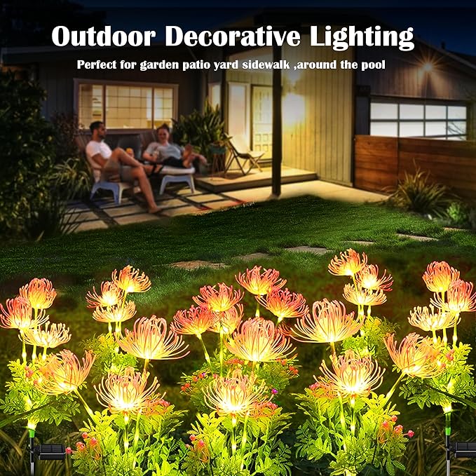 SunKite Solar Garden Lights, Solar Flowers Lights with Glowing Flowers & Stems, Upgraded Solar Panel, Solar Lights Outdoor for Garden,Yard Patio Pathway Decor, Gift for Mother （2 Pack）