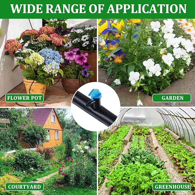 Mudder 60 Pieces Drip Emitter Garden Flag Irrigation Dripper in 3 Sizes, Trees and Shrubs, 1 GPH, 2 GPH, 4 GPH