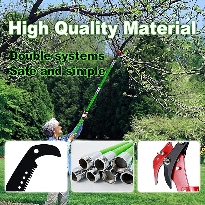 Tree Trimmer, Pole Pruning Saw, Extended Multi-Stage Pole Saw, Gardening Tools Pruner Hand Pole Saw For Yard(Green 26FT)