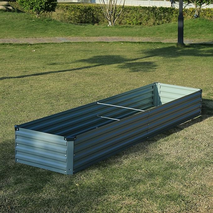 8x2x1ft(2 Pack) Galvanized Raised Garden Bed,Outdoor Planter Box Metal Patio Kit Planting Bed for Vegetables Flowers Herb,Grey