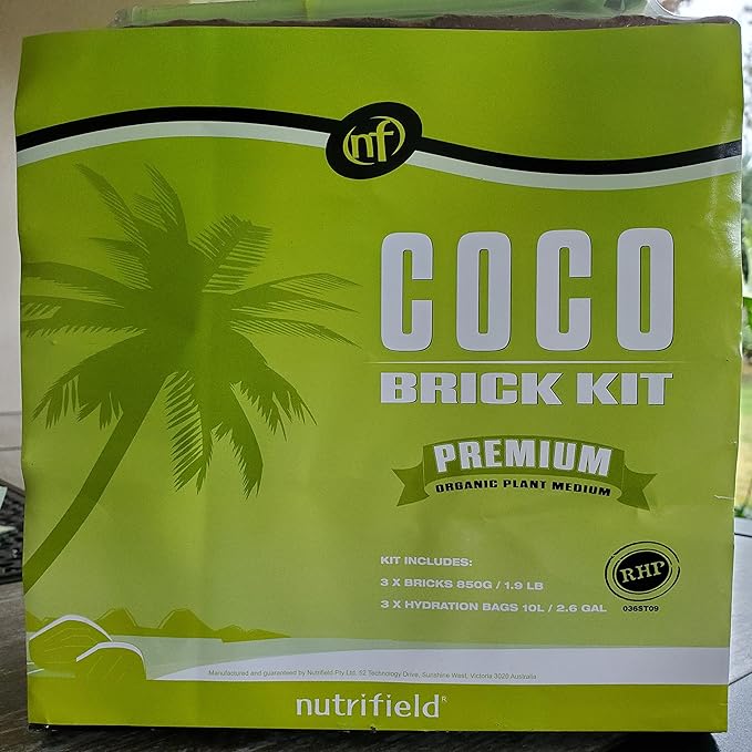 Coco Coir Brick Organic Coconut Coir 3 Coco Fiber Compressed Blocks 850g Each, Low EC Buffered w/Calcium RHP Quality Pot Soil Indoor Outdoor Flower/Vegetable Garden Seed Starter Micro Greens - 5.7 lbs