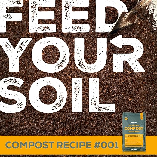 Return Organic Compost #001, Fertilizer for Indoor & Outdoor Garden Soil Beds, Plants & Vegetables, Potting Soil, Raised Beds, Lawns - Improves Soil Structure, Peat Free, OMRI Listed (32-35 Pound Bag)