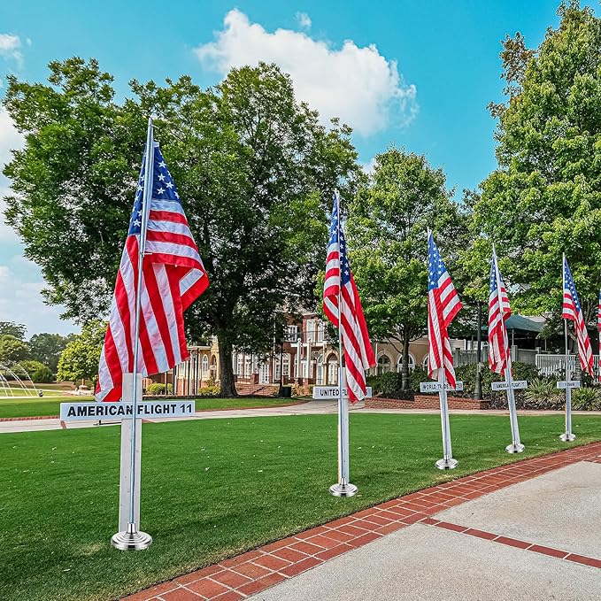 Leinuosen 4 Pcs Flag Holder Stand FlagPole Stand Flag Pole Base for Indoor Outdoor 1.3/1.1 Inch Diameter Flagpole Garden House Classroom Churches Meeting Party Flags Banner(Silver)