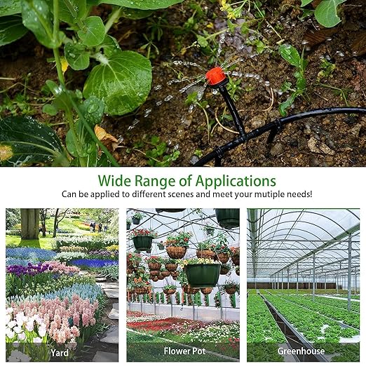 300Pcs Drip Irrigation Fittings Kit for 1/4" Tubing, Drip Line Connectors for Drip Systems- Drip Emitters, Nozzles, Nozzle Tees, Single barbs, 4-Way Connectors, End Plugs, Elbows, Tees, Couplings