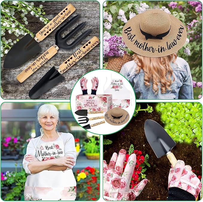 Mothers Day Mother in Law Gifts,Mother in Law Gifts from Daughter in Law - Mother in Law Gardening Gift Outdoor Horticulture Starter, Garden Tools Kit for Mother in Law Plant Lover