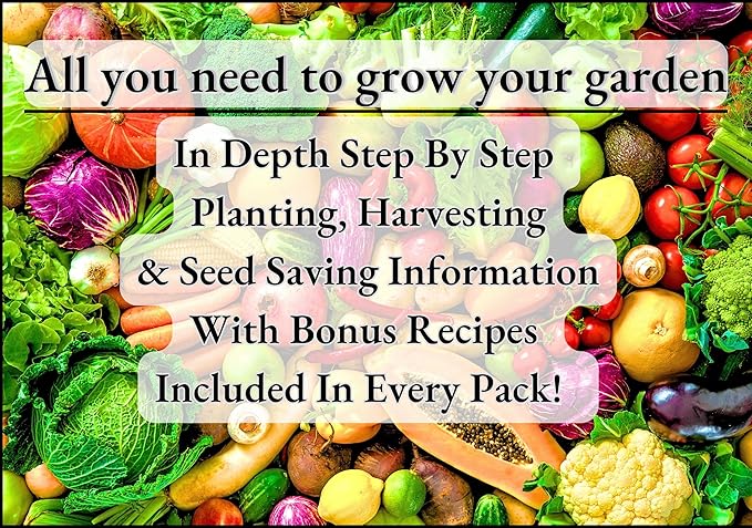 10 Pack Vegetable Seed Collection (Heirloom, Non-GMO, 10,000 Seeds) B&KM Farms.