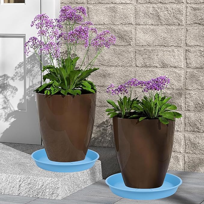 3 Pack of Plant Saucer 20 22 inch, 3.6" Depth, Large Heavy Duty Plastic Saucers 21" Round, Plant Drip Trays for for Indoors Outdoor, Plant Water Tray for Planters 19-23" (22", Teal)