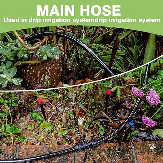 40 FT 1/2 inch Drip Irrigation Irrigation kit Main Line Supply Hose Tube for Garden Irrigation System (Includes 1/2" Straight Connector, 3-Way Connector, Switch Valve)