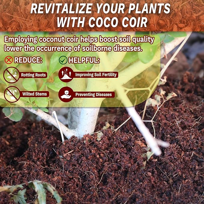 Coco Coir for Plants- 10LB Organic Coconut Coir Brick with Low EC & PH Balanced,Coco Fiber for Herbs& Flowers, Renewable Coco Soil for Planting(18 Gal.)
