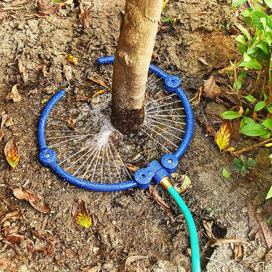 ZZM 360°Tree Water System Tree Watering Ring Circle Sprinkler and Irrigation System Targeted Water with Y Hose Splitter for New Tree Outdoor Plants Raised Garden Beds Shrubs (Small)