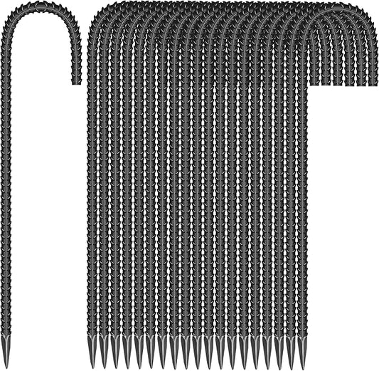 20 Pieces 12-Inch Garden Ground Stakes Galvanized Steel J Shape Hook Rebar Stakes - Heavy Duty Ground Anchors for Tents, Position Kits,Fences, and Trampolines