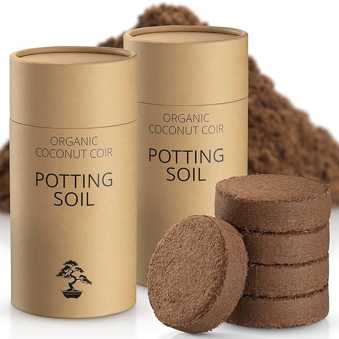 Bonsai Soil Discs for General Indoor Planting - Expands to 7 Quart (15 lb) | Premium Coconut Coir Well-Draining Expanding Soil Mix for Healthy Plants