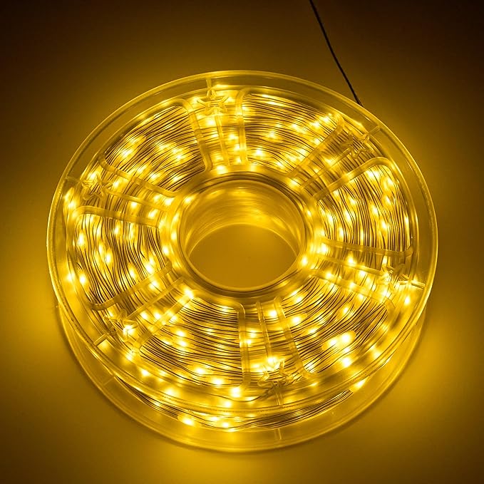 Joiedomi 1200 LED Christmas Lights Outdoor,394 FT Warm White Christmas Tree Lights with 8 Modes Timer, PVC Clear Wire String Lights with Reel for Indoor Outdoor Holiday Xmas Eve Night Decorations