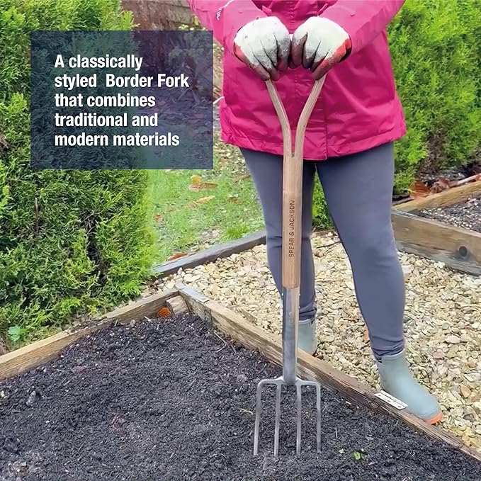 Spear & Jackson 4552BF Traditional Stainless Border Fork, Multi-Coloured