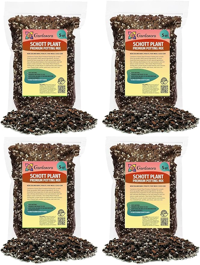 Monstera Lechleriana Schott Soil Mix - Trusted by Experts for Strong and Healthy Plants - 20 Quart (4 Bags of 5 Quart)