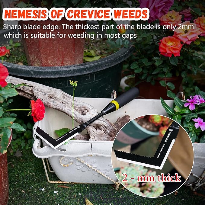 Crack Weeder Tool, Heavy - Duty Stainless - Steel Versatile Weed Remover, Ideal for Clearing Weeds in Road Brick Joints and Garden Patio Gaps