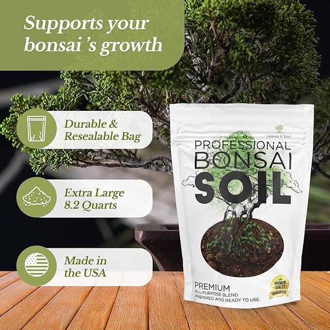 Large Bonsai Soil Premium All Purpose Blend | Pre-Mixed Ready to Use for Plant Support and Fast Drainage | Lava, Limestone Pearock, Calcined Clay and Pinebark | Extra Large 8.2 Quarts | Made in USA