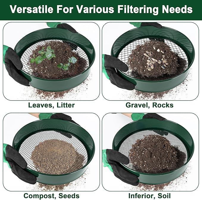 Soil Sifter for Gardening,Compost Dirt Garden Rock Soil Sifter Compost Dirt Garden Soil Sieve for Gardening