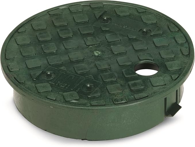 Rain Bird CPVB6RND Professional Series 6" Round Sprinkler Valve Box, Black with Green Lid, 9.5" High