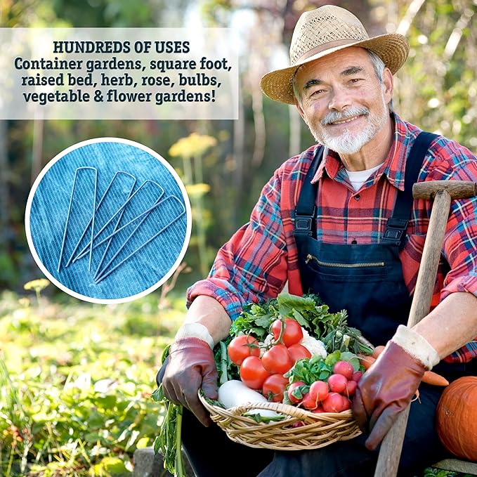 50 6-Inch Garden Landscape Staples Stakes Pins - USA Strong Pro Quality Built to Last. Weed Barrier Fabric, Ground Cover, Soaker Hose, Lawn Drippers, Irrigation Tubing, Wireless Invisible Dog Fence…