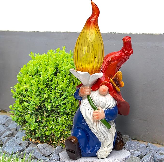 Daisy & Olive | Garden Gnome, Solar Large Gnomes, Outdoor Decorations for Patio, Solar Garden Gnomes Outdoor, Garden Gnome Gifts, Outdoor Garden Decor, Sister Gift | Gift for Women| Yard Decor.