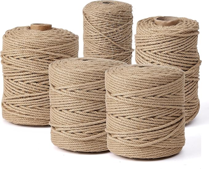 Natural Jute Twine,328 Feet 4mm Hemp Twine Rope for Gift Wrapping Craft Plant Garden Christmas Handmade Arts Decoration Packing String Home Decor