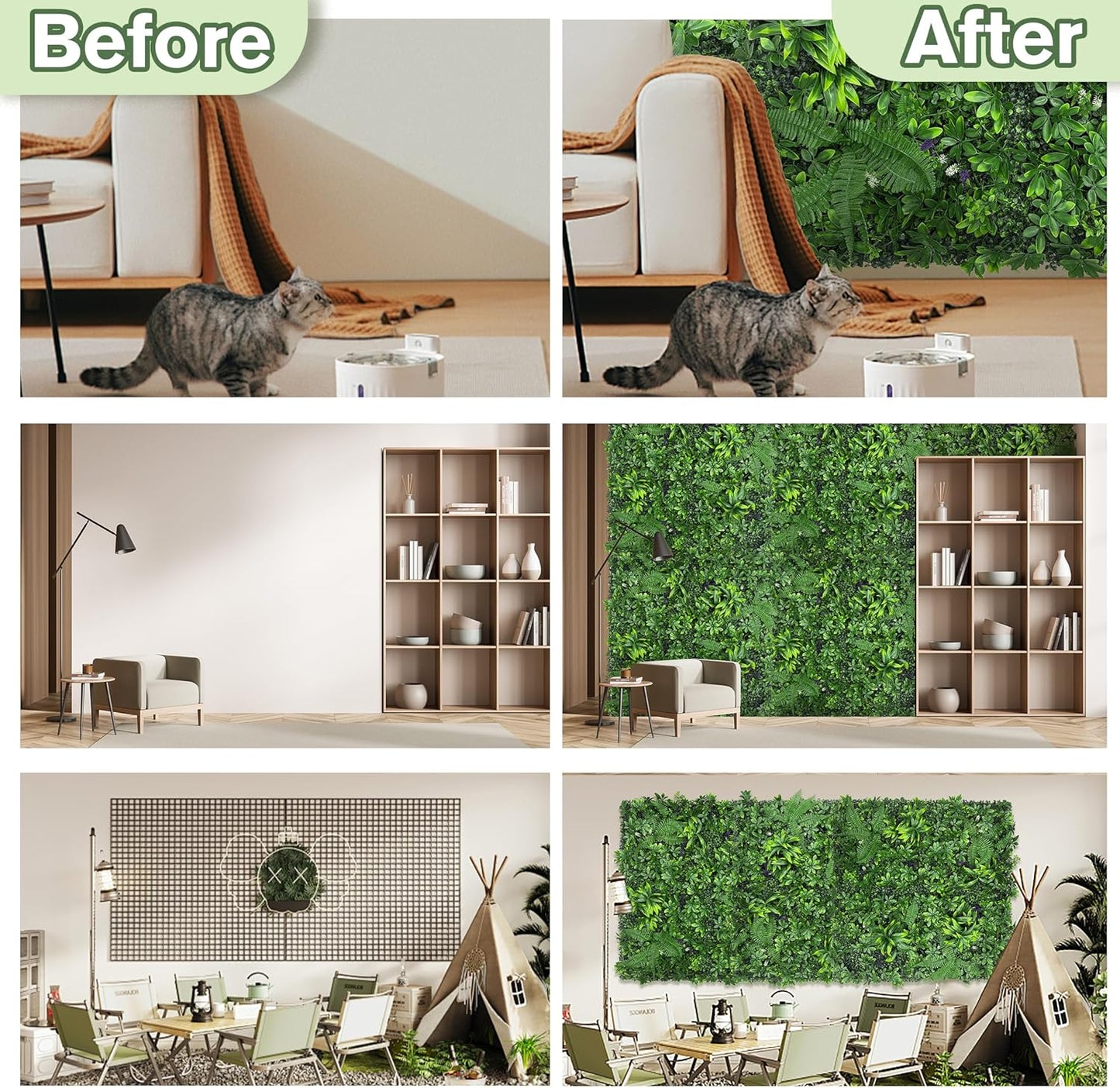 Artificial Green Boxwood Grass Wall Roll: 40"x120"(33.5 SQFT) UV Protected Ivy Privacy Hedge Fence Screen for Chain Link Fences Panel Indoor,Outdoor Patio Balcony & Garden