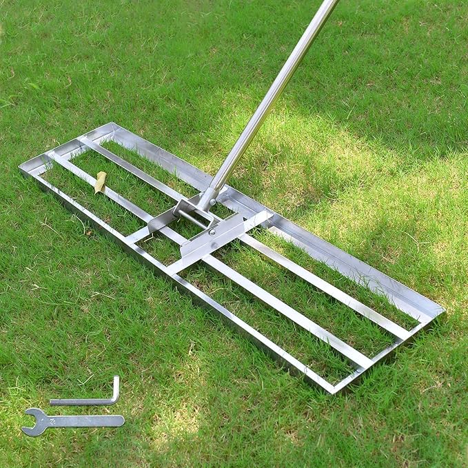 Scalebeard Lawn Leveling Rake-7 FT Level Lawn Tool / Soil Lawn Rake Stainless Steel Leveling Rake Landscape Rake with Handle for Garden Backyard Golf/Lawn（7FT, 35 x 10IN）